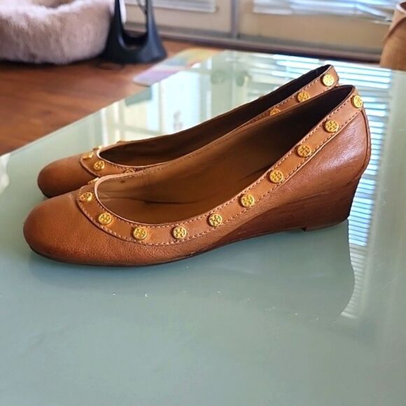 Tory Burch Leather Wedge Shoes - Picture 4 of 9